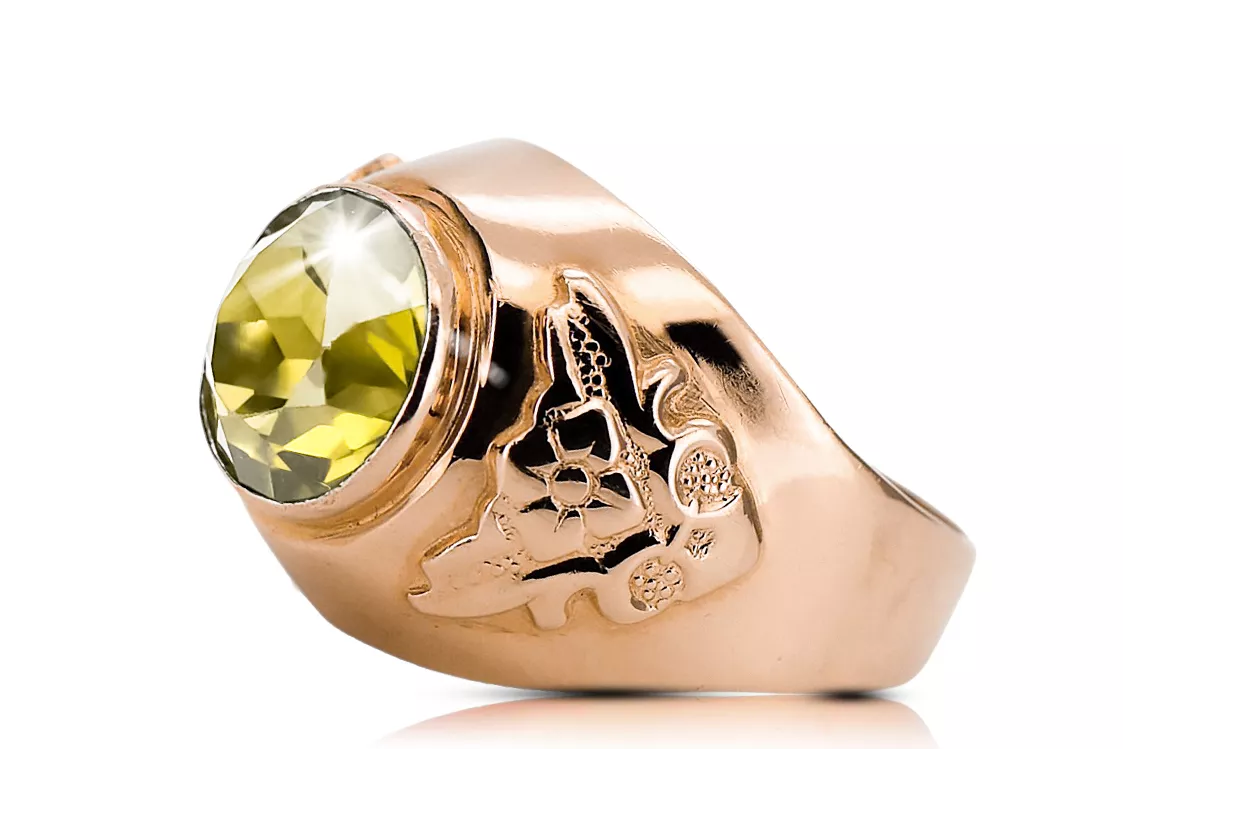 Yellow Peridot Original Vintage 14K Rose Gold Ring Vintage style vrc078r Yellow Peridot Original Vintage 14K Rose Gold Ring Vintage style vrc078r